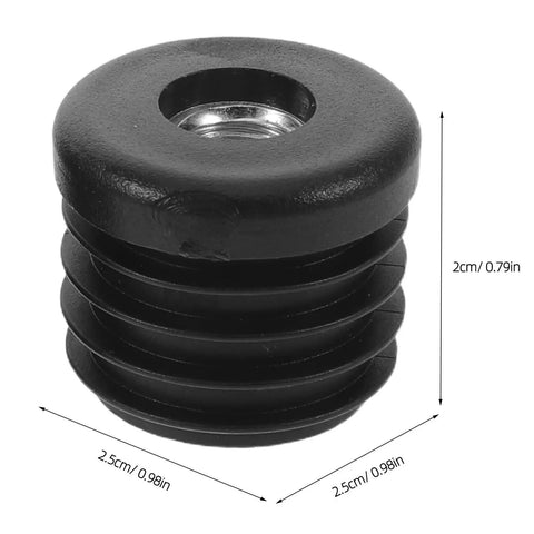 Round Furniture Leg Glide Plugs With Integrated Nut 20 Pack Black Plastic And Metal Tube End Caps 25mm Diameter