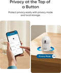 Smartphone controlling 4K Indoor Security Camera With AI Auto Tracking And Night Vision For Baby And Pet Monitoring, showing privacy mode.