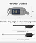 1.5L Sling Bag With RFID Blocking, Crossbody Chest Pack dimensions and adjustable strap details shown.