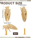 Sweet Cicada Style Golden Brass Cabinet Knobs Four Pack For Fresh Kitchen And Bedroom Upgrade Heckin Cool Insect Design with sizes.