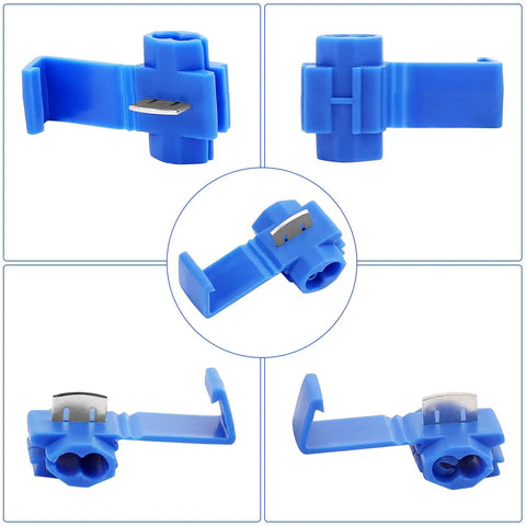 Blue Quick Splice Wire Connectors For 18 To 14 AWG Cables Solderless Snap Wire Joiners Insulated Cold Pressed Crimp Connectors 100 Pieces