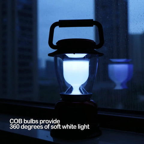 Battery Powered LED Lantern With Variable Power For Camping Dimmable COB LED Light For Hiking Fishing And Emergency Use Red 2 Pack Beast Brightness 360 Degree Light Portable Lantern glowing in dark.
