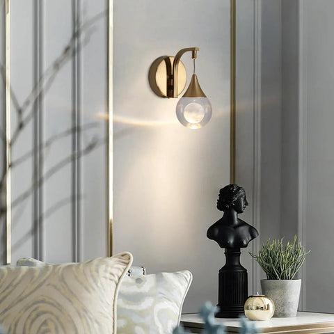 Globe Crystal Wall Sconce With On Off Switch Matte Nickel Finish Modern Wall Mount Lamp for living room