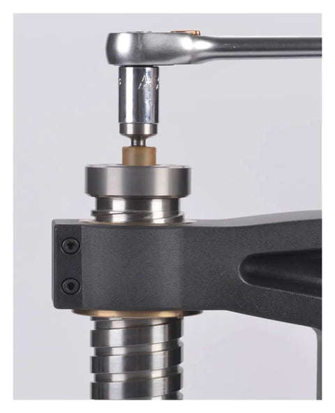 Close-up of the Digital Brinell Hardness Tester Impact Pin Hammer Durometer For Steel And Cast Iron portable metal gauge parts.