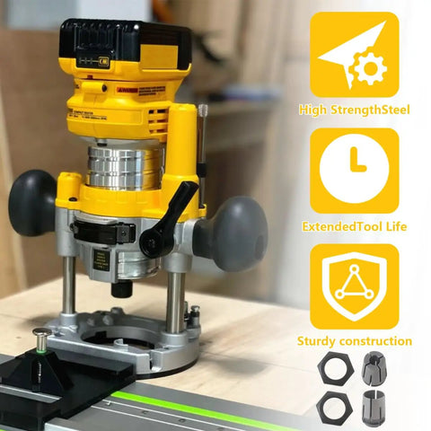 Upgraded Dual Size Collet Kit With 1/2 Inch And 1/4 Inch Collets For Dewalt DW618B3 And MRC23EVSK, router on table