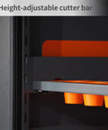 Close-up of height-adjustable cutter bar within Heavy Duty CNC Tool Cabinet CAT40 Tool Holder Rack with ABS Buffering Liners.