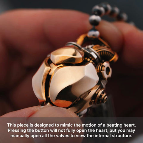 Beating Mechanical Heart Pendant Necklace Steampunk Style Jewelry With Gears And Vascular Details A Dope Fidget Gift For Men And Women