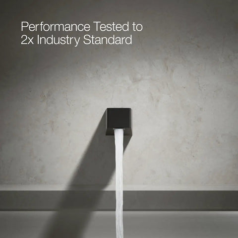 Front view of Matte Black Wall Mount Bath Spout For Honesty Collection With No Diverter Design One Half Inch NPT Or Slip Fit Connection