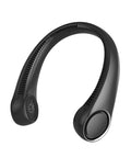 Hands Free Neck Fan Bladeless Wearable Personal Cooling 360 Degree Quiet Breeze USB Rechargeable 4000mAh 3 Speeds black design.
