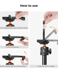 Instructions showing how to use 62 Inch Phone Selfie Stick Tripod With 2 In 1 Extendable Pole Bluetooth Remote And 360 Degree Ball Head.