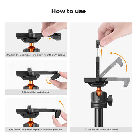 Instructions showing how to use 62 Inch Phone Selfie Stick Tripod With 2 In 1 Extendable Pole Bluetooth Remote And 360 Degree Ball Head.