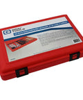 Red carrying case for Rethreading Kit With 53 Pieces Including 19 Taps, 32 Dies And 2 Thread Files For NC NF And Metric Sizes