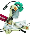 10 Inch Compound Miter Saw With Built In Light, 15 Amp Motor And 4600 RPM on a sturdy base with a blade guard and adjustable arm.