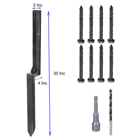 Heavy Duty Fence Post Repair Kit For 4x4 And 6x6 Wood Posts With One Piece Post Brackets, includes screws and drill bits.