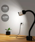 Magnetic LED Work Light With Flexible Gooseneck, 1320 Lumen 120V, 12W, Adjustable Magnetic Base illuminating a wooden surface