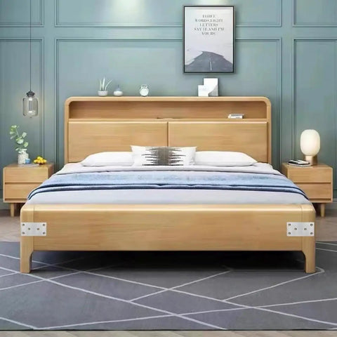 Kickass Heavy Duty Stainless Steel Mending Plates And Right Angle Brackets on wooden bed frame with blue bedding.