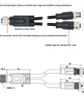Diagram of M12 A-Coded 5-Pin Female To Dual 5-Pin Female Y-Splitter Cable with dimensions, IP67 PVC shielding, for industrial automation.