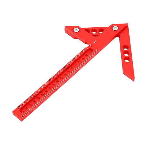 Beast Pro Grade 45 Degree And 90 Degree Position Ruler Aluminum Alloy Precision Angle Tool in red, showcasing measurements.