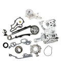Get Your Ride Running Smooth With This Heavy Duty Timing Chain Kit Cover And Steel Oil Rail Plus Water Pump For Toyota 4Runner Pickup Celica 2.4L L4 Engine No More Leaks Or Stretching Problems Ever Again, silver metal parts set