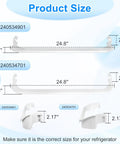 Three Pack Refrigerator Door Shelf Replacement Kit Includes 240534701 And 240534901 Rails Replaces AP3214631 PS734936 image showing size dimensions.