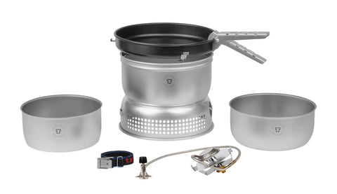 Duossal Two Point Zero Camping Stove Kit With Stainless Steel Lined Pans for Outdoor Cooking, lightweight durable aluminum exterior