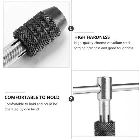 Close-up of Six Piece Adjustable T Handle Tap Wrench Set With Ratchet Tap Holder showing high hardness and comfortable grip