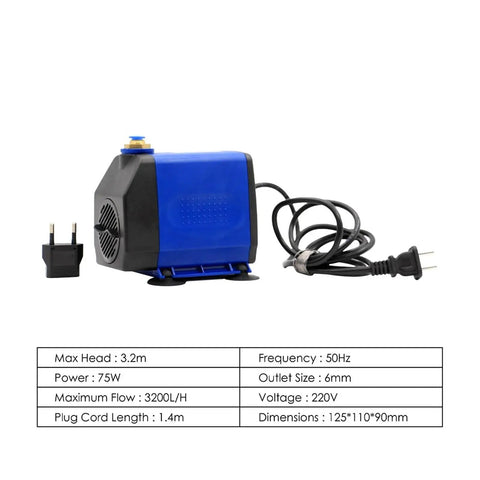 Badass 3.2KW Water Cooled Spindle Kit With Inverter And 100MM Bracket For CNC Routers showing 75W water pump with power cord.