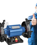 8 Inch Heavy Duty Bench Grinder Packed With A 1 HP Induction Motor And Sealed Bearings for sharpening and cutting.