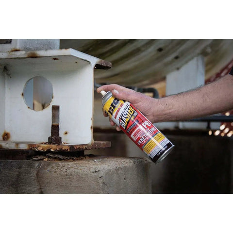 Penetrating Aerosol Oil For Stuck Nuts And Bolts, 18 oz can used on rusted metal structure for quick lubrication and rust busting.
