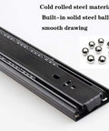 3-Fold Full Extension Drawer Slides Heavy Duty Ball Bearing Runners With Quiet Cushioned Glide, close-up on steel material