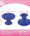 Fresh Royal Blue Metal Round Drawer Knobs 10 Pack For Kitchen Cabinets And Bedroom Dressers Sleek hardware pulls with dimensions.
