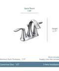 Eva Oil-Rubbed Bronze Two-Handle Centerset Lavatory Faucet With Drain Assembly For 4-Inch Countertop Bathroom Sink 3-Hole Setup.
