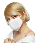 Woman wearing KF94 Face Mask 50 Pack Made In Korea With Four Layer MB Filter For Strong Respiratory Protection From Authentic Brands Korea