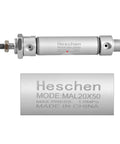 Front view of Slim Pneumatic Air Cylinder MAL 20-50 Built For Tight Spaces, 20mm Bore, 50mm Stroke, lightweight compact aluminum body
