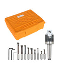 2 Inch Boring Head With MT3 Shank And 3/8 Inch 16 Thread Precision Boring Tool Set In Steel Includes 9 Pieces Of 1/2 Inch Carbide Boring Bars
