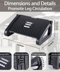 Six Height Adjustable Under Desk Foot Rest For Work Go To Ergonomic Foot Stool With Massage Roller dimensions and features.