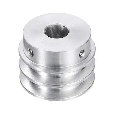 Heavy-Duty Aluminum V-Type Pulley With 14mm Bore And 40mm Outer Diameter, Double Groove For Motor Shafts And Drilling Machines, Fits 6mm One Quarter Inch PU Round Belt, Includes 2 Screws