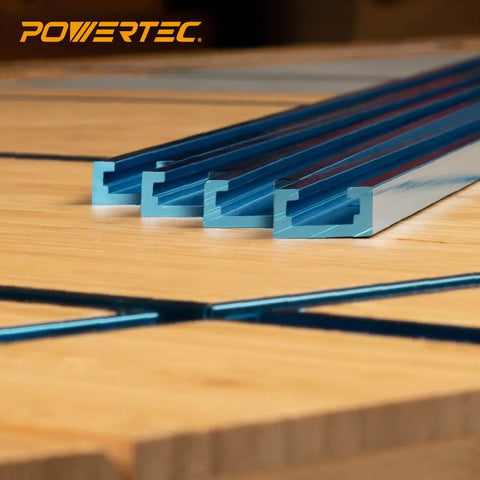 Four aluminum bars from Six Pack 48 Inch Universal T Track With Double Cut Profile And Predrilled Mounting Holes Aluminum T Track For Woodworking Jigs