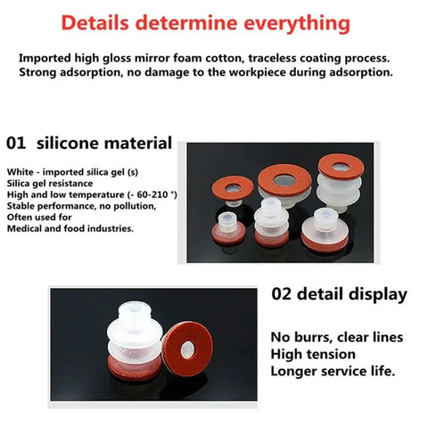 Big Head Manipulator Sponge Vacuum Suction Cup With Strong Suction Nozzle For Industrial Pneumatic Tools, silicone material and detail display.