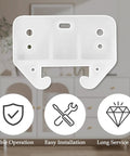 Four Pack White Plastic Drawer Slide Brackets With Complete Hardware For Silky Smooth Gliding Easy Peasy Installation Heavy Duty Furniture Repair And Cabinet Track Replacement System, detailed view of a single bracket.