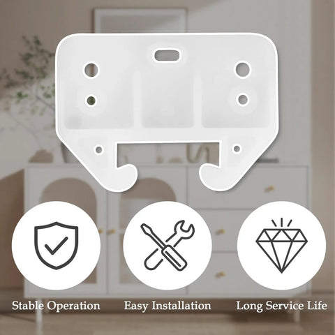 Four Pack White Plastic Drawer Slide Brackets With Complete Hardware For Silky Smooth Gliding Easy Peasy Installation Heavy Duty Furniture Repair And Cabinet Track Replacement System, detailed view of a single bracket.