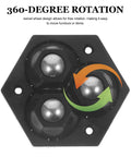 Close-up of 4 Pack Mini Swivel Caster Wheels With Self Adhesive Base showing steel balls for 360° rotation, no drill install.