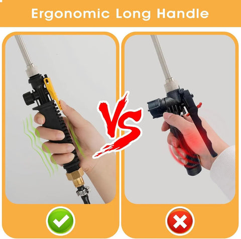 Beefy Long Reach Sprayer Wand 44 Inch With Universal Brass Barb Connectors ergonomic handle comparison with two grips