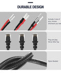 16.5 Inch Radar Detector Hardwire Power Cord With RJ11 Plug showing three sizes of pin connectors and nylon braided design
