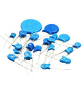 20 Pack High Voltage Ceramic Capacitors Set 1kV Rating 104 100nF, 103 10nF, 472 4.7nF For Electronics DIY Projects Durable Leads Easy Install Great For PCBs Radios And Auto Electronics Enthusiasts., blue ceramic disc capacitors with leads, assorted values