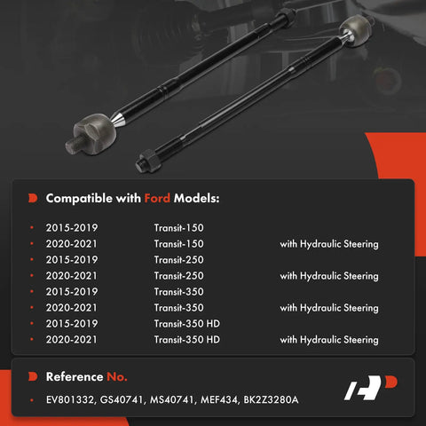 Ford Transit Front Inner Tie Rod Ends 2 Pack Beefed Up Replacement Kit For 2015 To 2021 Transit 150 250 350 With Hydraulic Steering Precision Fit Quiet Steering Durable, black steel pair