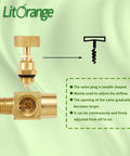 Beefy Brass Needle Valve With 1/4 Inch Male NPT To 1/4 Inch Female NPT, Pro Grade Heavy Duty Flow Control diagram and features