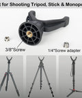 360 Degree Rotating V Yoke Rifle Rest for Shooting Sticks, Tripods and Monopods with screw adapters visible