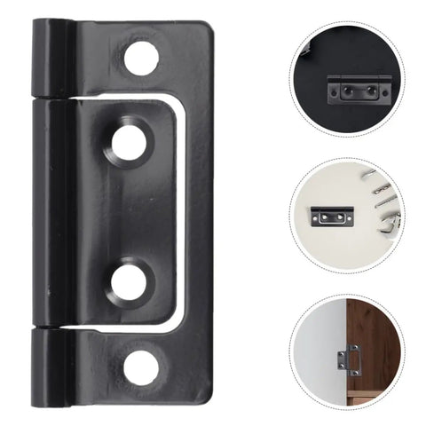 12 Pack Black Iron Door Hinges Heavy Duty Butt Hinges For Cabinets And Furniture, Vintage Retro Style, Smooth Finish