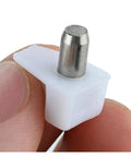 Close-up of 200 Pcs Shelf Pegs With Metal Pins, Beefy Heavy Duty Nickel Plated Iron Cabinet Shelf Support in hand